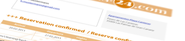our Reservation form for holiday rentals in Las Palmas de Gran Canaria