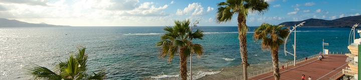 Ocean view panorama from Atlantis Apartment at Canteras beachfront Las Palmas de Gran Canaria, very near ti Santa Catalina park